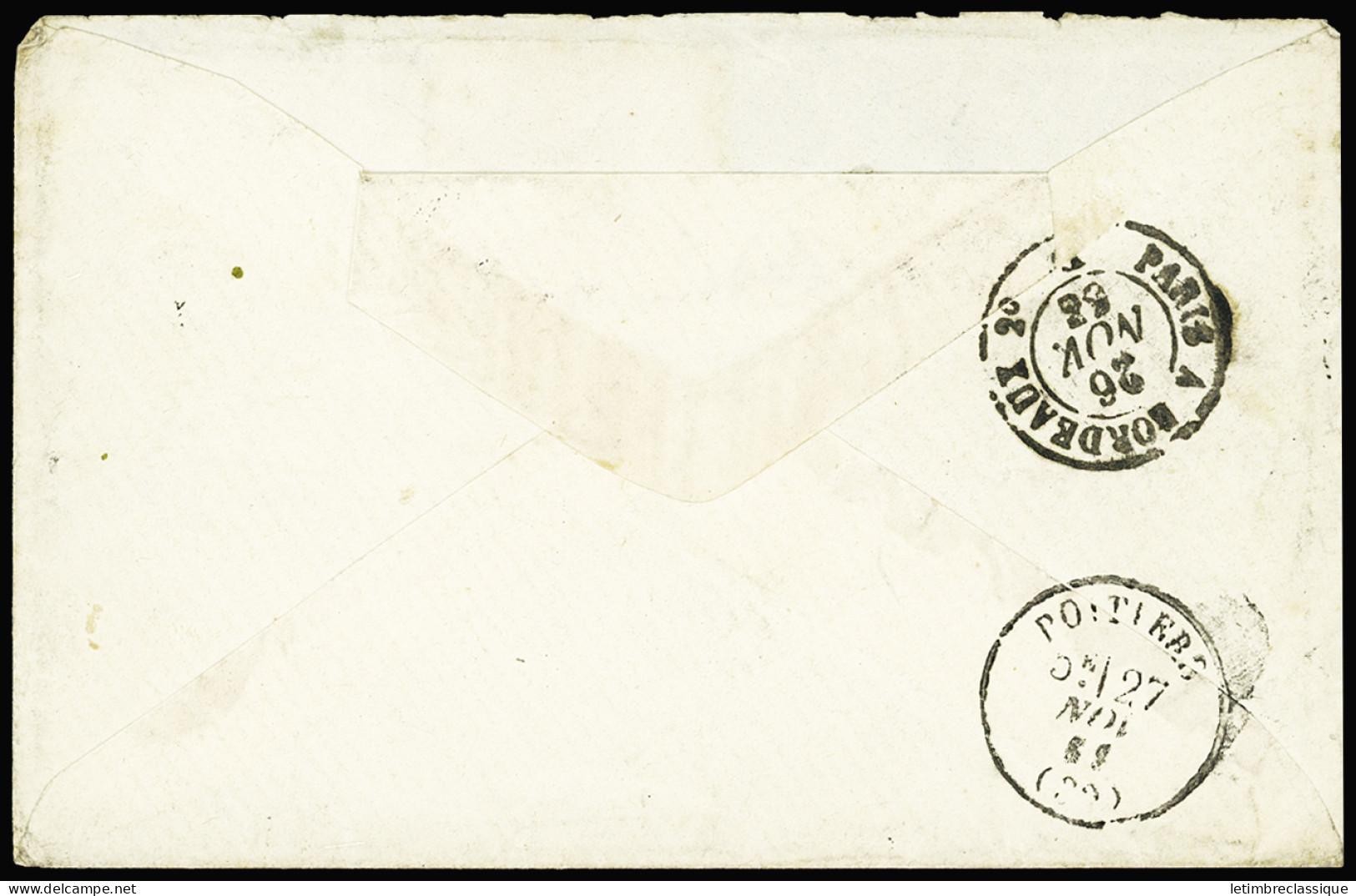 Lettre N°15 + 22 OBL Losange De Points + CAD "Roma" (1868) Sur Lettre Pour La France. TB - Kirchenstaaten