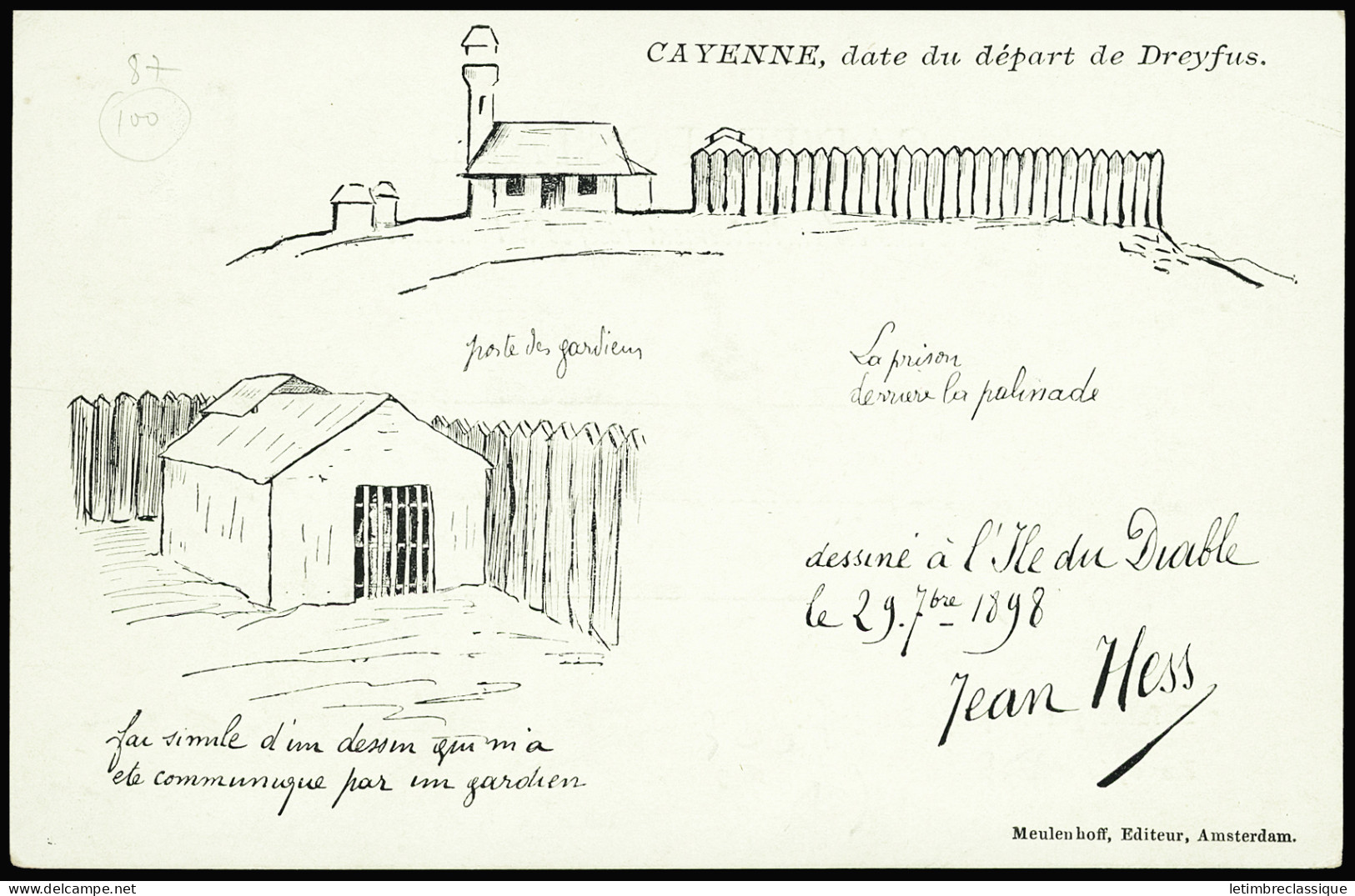 Lettre Italie n°58 sur bande de journal adressée au capitaine Alfred Dreyfus à la prison de Rennes avec cachet bleu de c