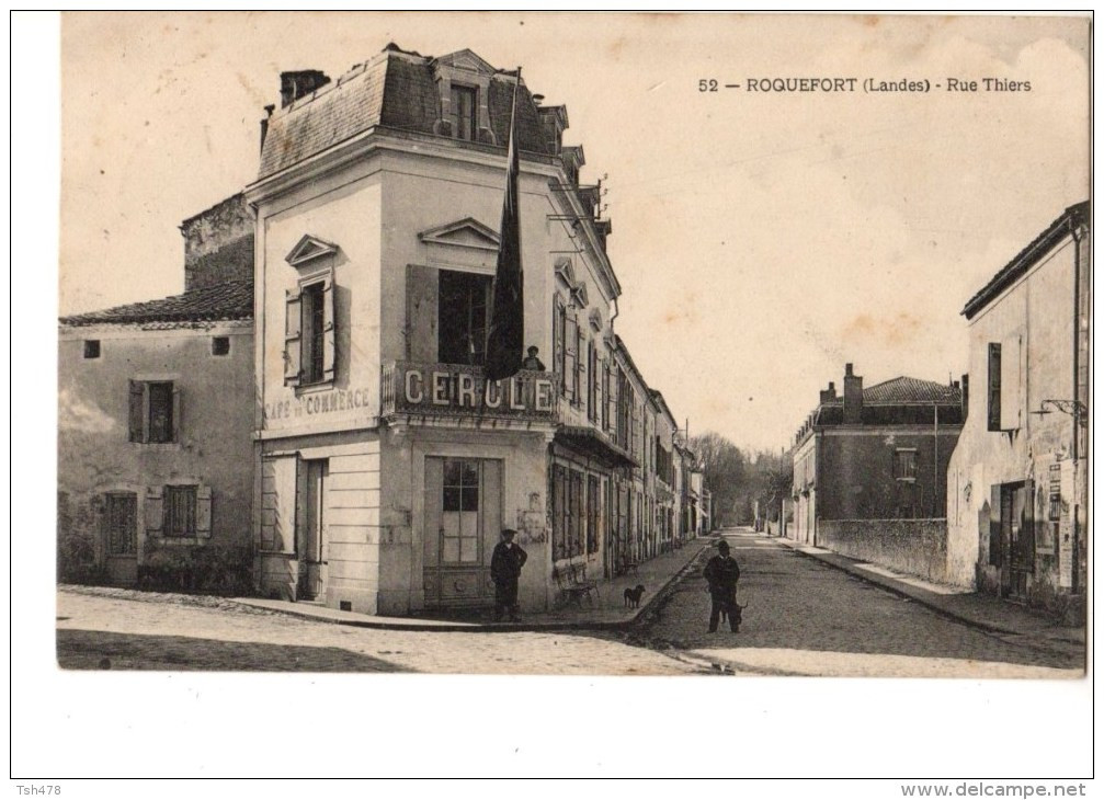 40----ROQUEFORT----rue Thiers--café Du Commerce--voir 2 Scans - Roquefort