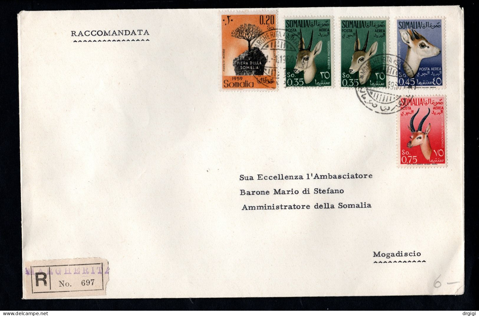 Somalia AFIS, POSTA VIAGGIATA 1960, MARGHERITA PER MOGADISCIO - Somalia (AFIS)