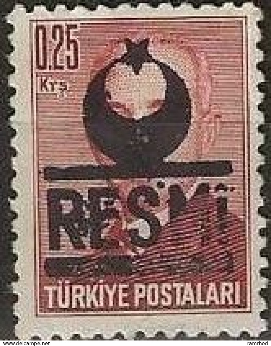 TURKEY 1951 Official - Inonu - 0.25k. - Red MNG - Dienstzegels