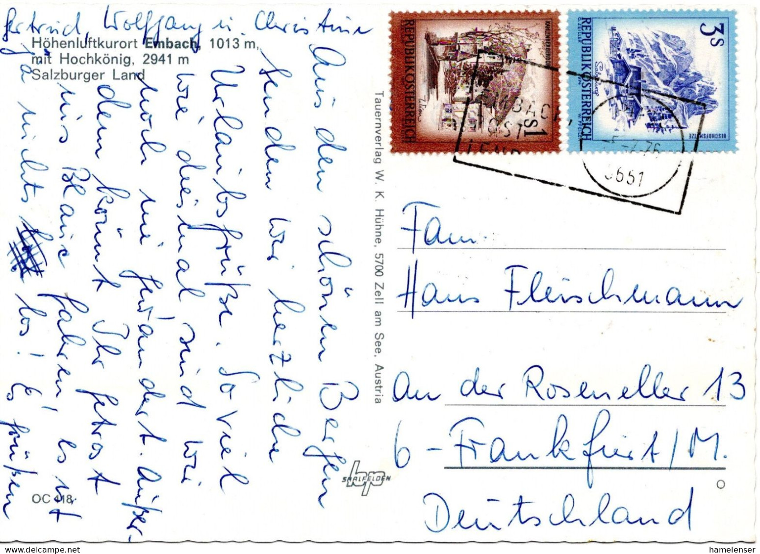 70532 - Österreich - 1976 - 3S Landschaften MiF A AnsKte EMBACH ... -> Westdeutschland - Lettres & Documents