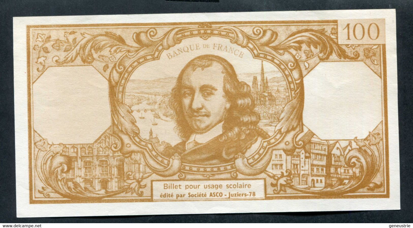 Beau Billet Neuf Scolaire école (100Fr Corneille) Specimen à Usage Pédagogique - Années 60 - School Bank Note - Specimen