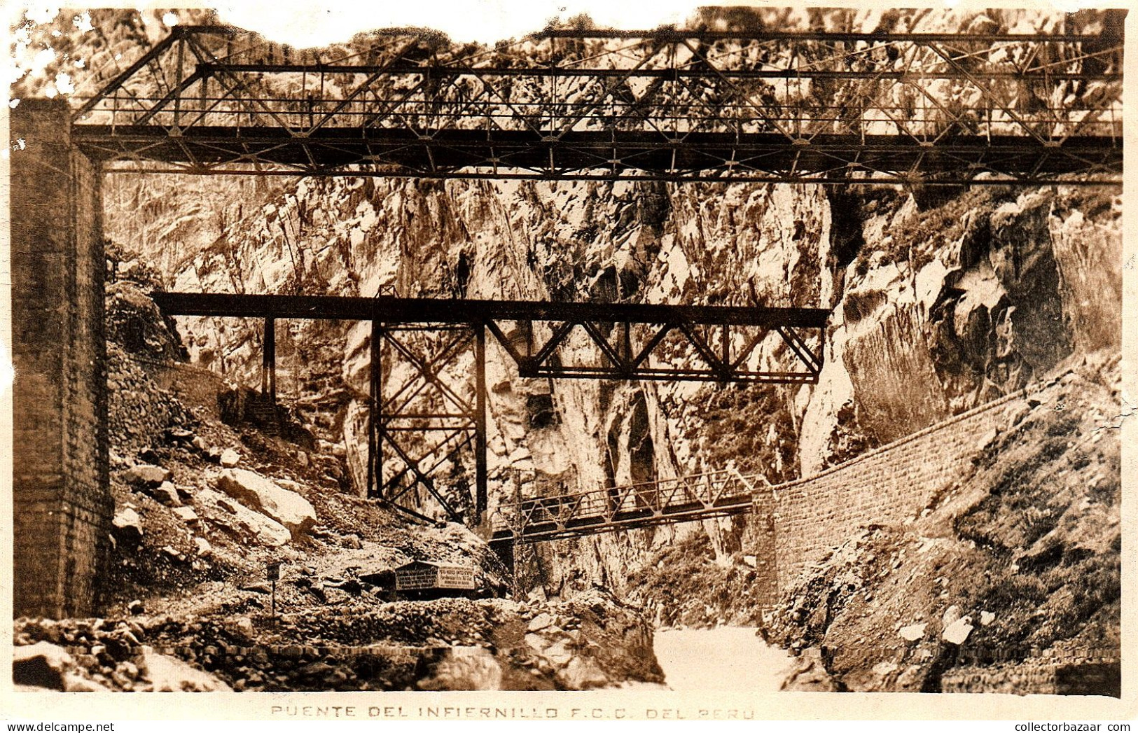 Peru Railway Bridge Puente Del Infiernillo  Real Photo Vintage Original Postcard Ak Ca1900 - Opere D'Arte