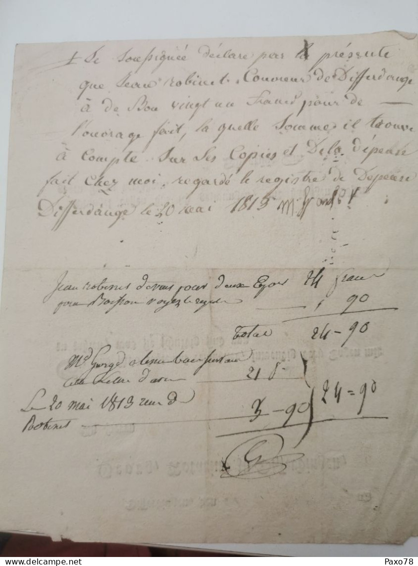 Lettre Notaire , Georg Notarius Zu Differdingen 1813. Belvaux - ...-1852 Prefilatelia