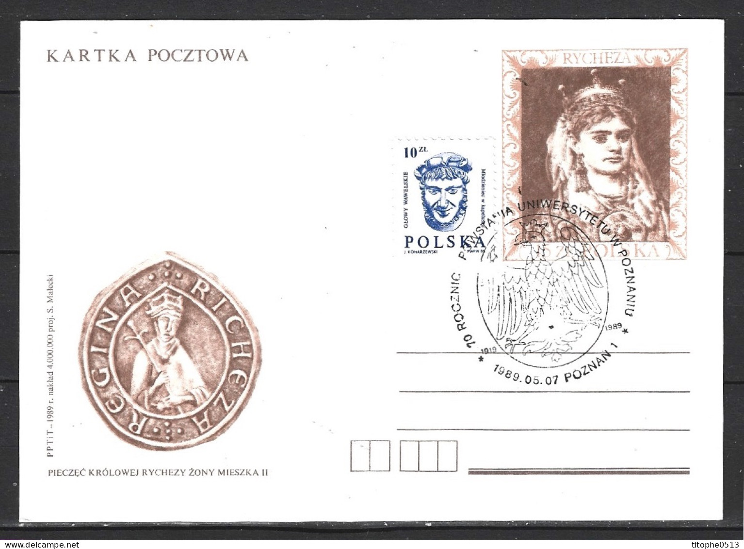 POLOGNE. Carte Commémorative De 1989. Aigle Héraldique De L'Université De Poznan. - Other & Unclassified