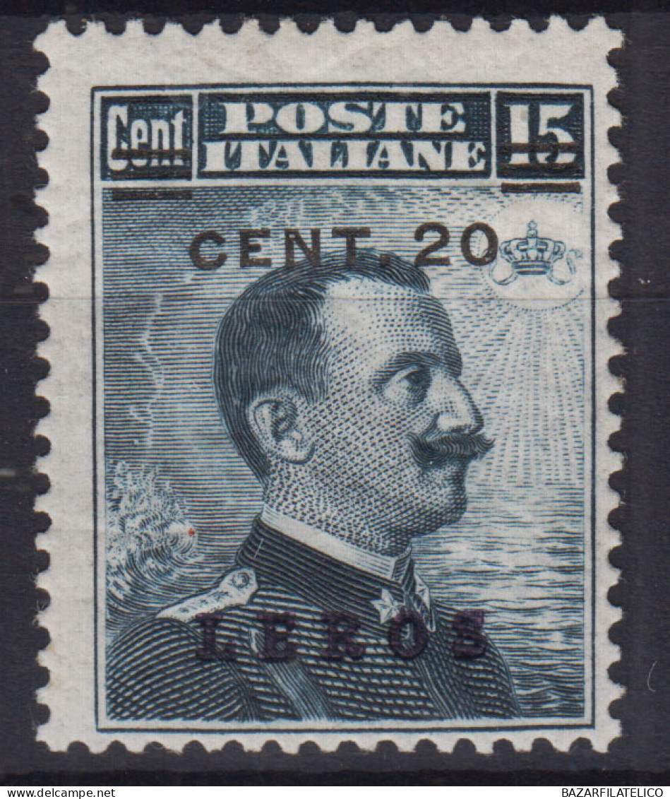 COLONIE EGEO LERO 1916 20 C. SU 15 C. N.8 G.O MH* - Egeo (Lero)