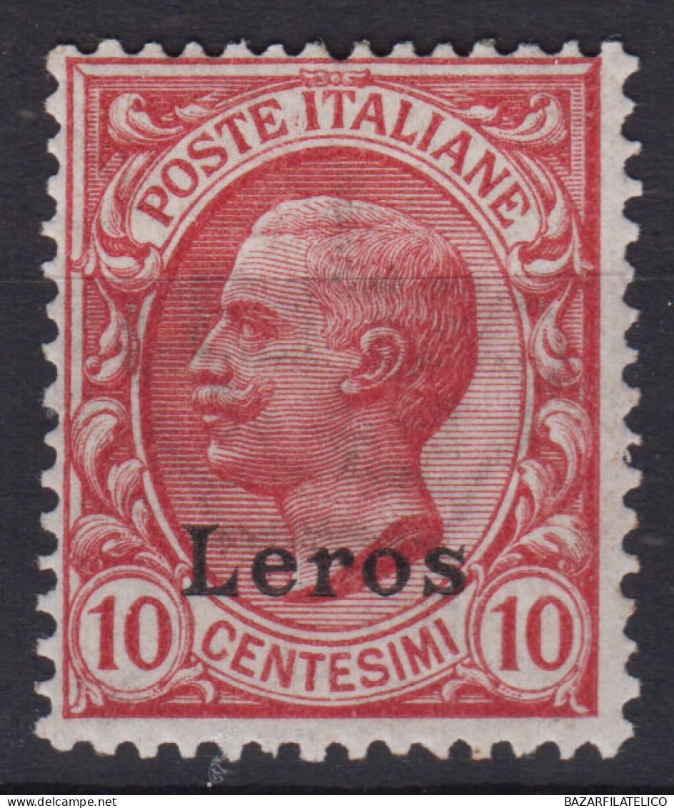 COLONIE EGEO LERO 1912 10 CENTESIMI N.3 G.O MH* CENTRATO - Ägäis (Lero)