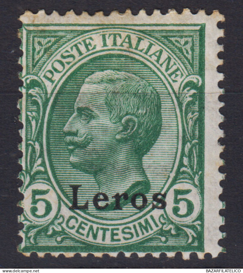 COLONIE EGEO LERO 1912 5 CENTESIMI N.2 G.O MH* - Egée (Lero)