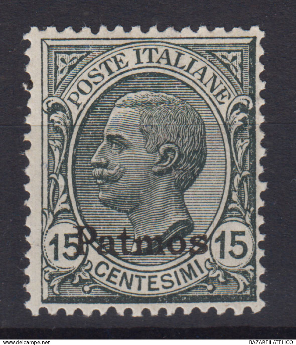 COLONIE EGEO PATMO 1921-22 15 CENTESIMI N.10 G.O MH* BEN CENTRATO - Egée (Patmo)