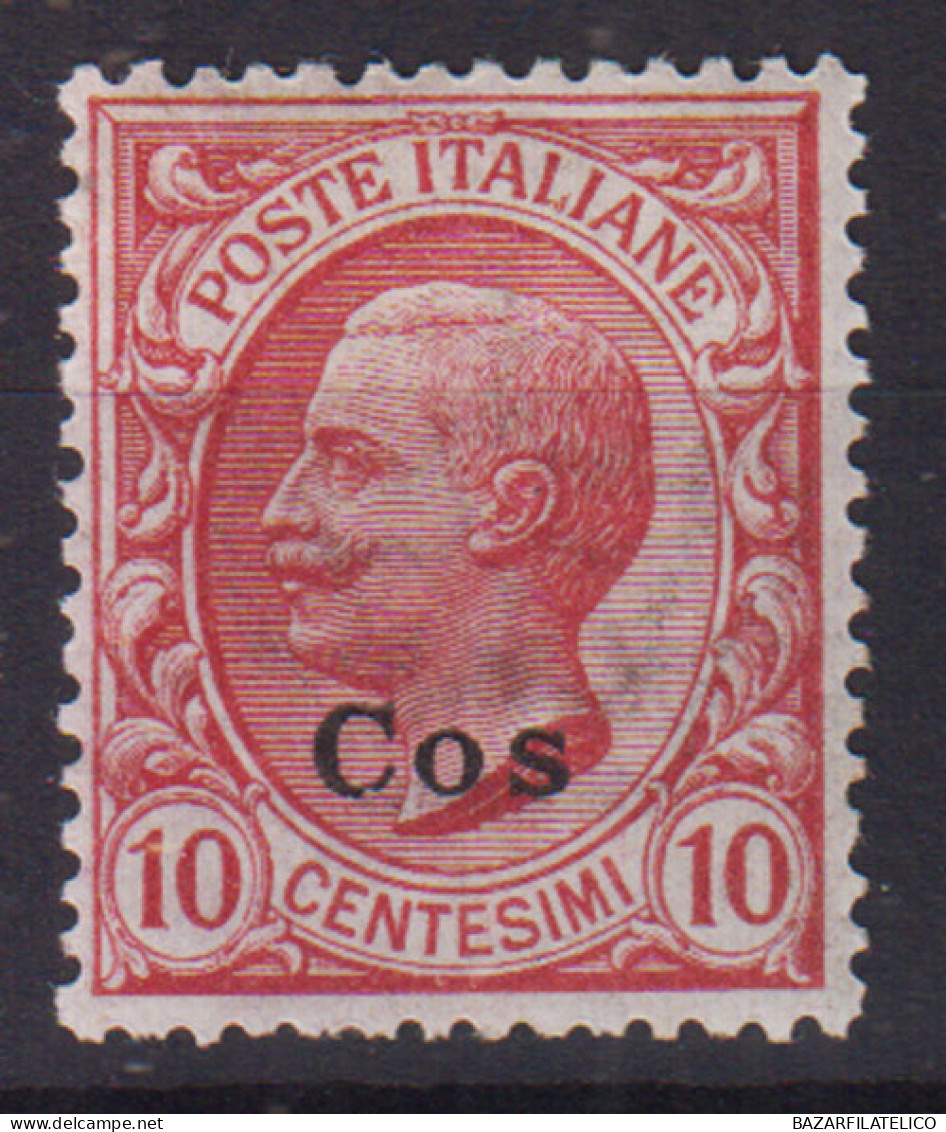 COLONIE EGEO COO 1912 10 CENTESIMI N.3 G.O MH* CENTRATO - Ägäis (Coo)