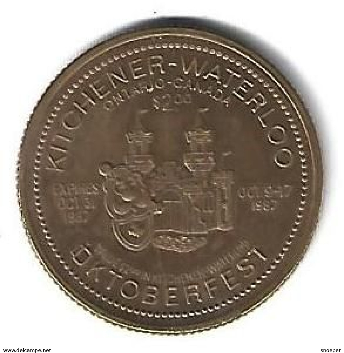 *belguim Waterloo  Kitchener Oktoberfest 1987-pioneer Memorial Tower Kitchener - Monete Allungate (penny Souvenirs)