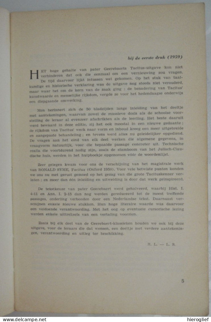 TACITUS : Het Drama Van Een Imperium - Keuze Uit Zijn Werken Lenaers & Sprangers M. Dessain Schoolboek Latijn Latijnse - School