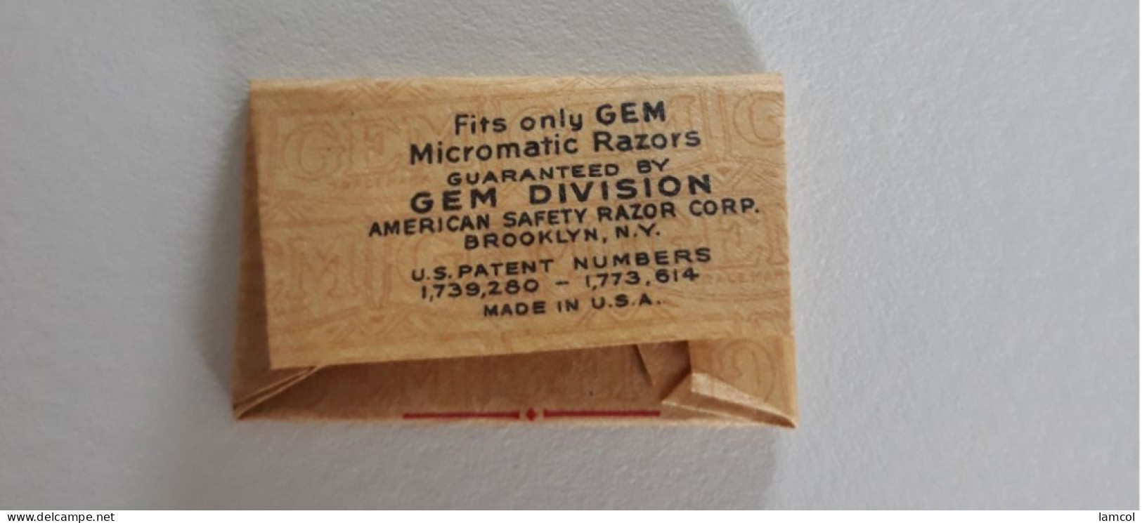 Lame De Rasoir GEM MICROMATIC USA - US Safety Razor Blade Wrapper - Rasierklingen