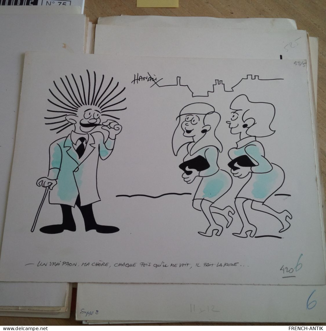 LOT  37 DESSIN CARICATURE RENE HANAU MOSDYC RIT LEP FRICK JEANSON FORTUNE VAN DAM ETC....ORIGINAUX