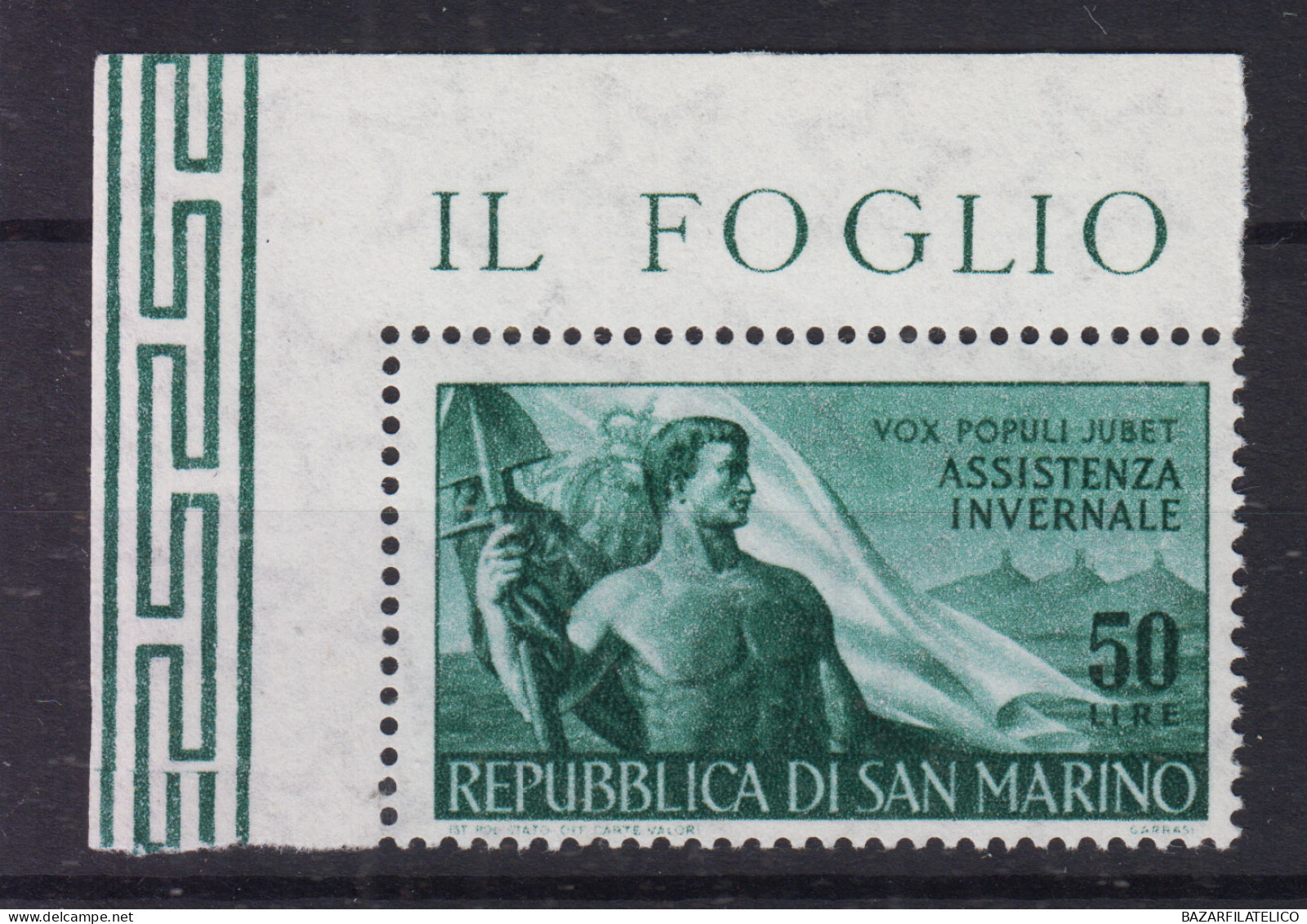 SAN MARINO 1956 ARENGO 50 LIRE G.I MNH** BORDO FOGLIO - Used Stamps