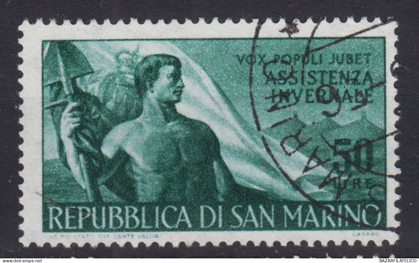 SAN MARINO 1956 ASSISTENZA INVERNALE 50 LIRE USATO - Oblitérés