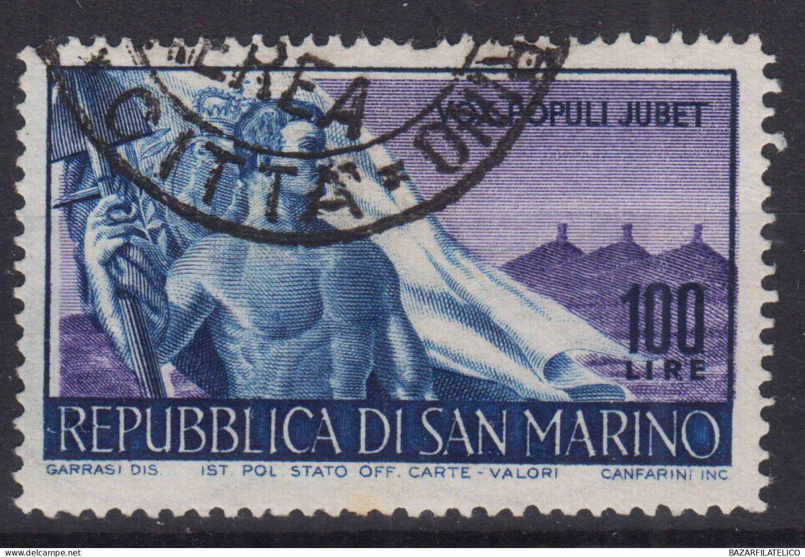 SAN MARINO 1948 LAVORO 100 LIRE USATO - Used Stamps