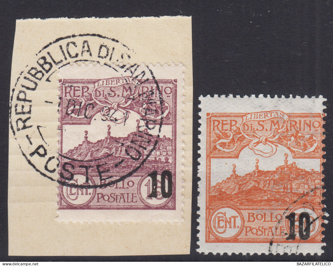 SAN MARINO 1941 VEDUTE SOPRASTAMPATE 2 V. USATI - Usati