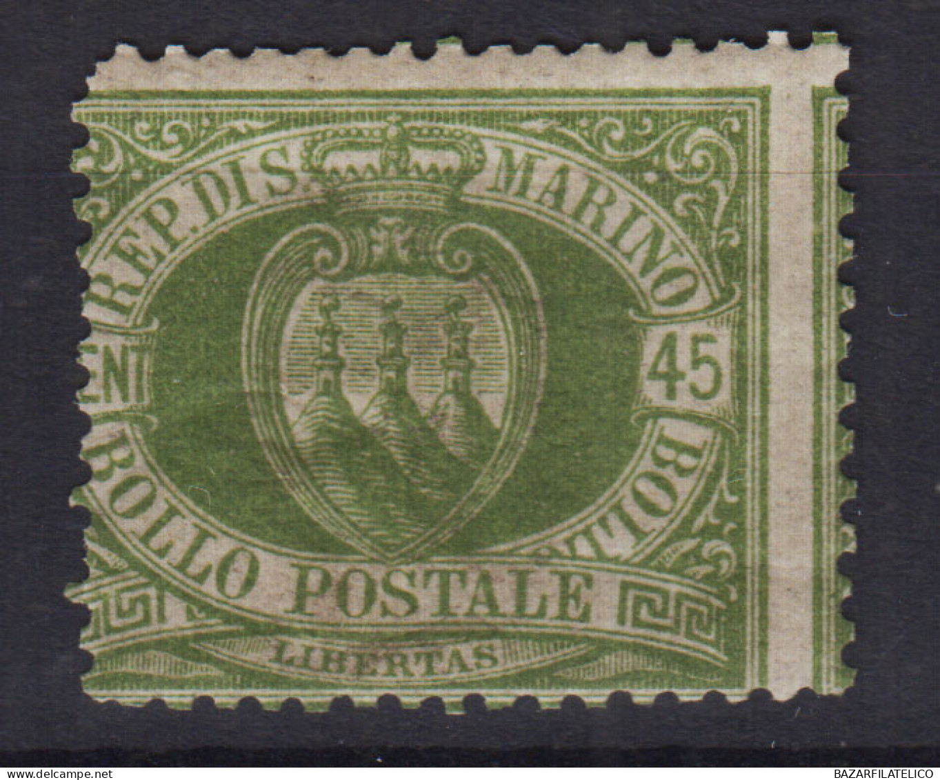 SAN MARINO 1892-94 STEMMA 45 CENTESIMI N.18 G.I MNH** - Neufs