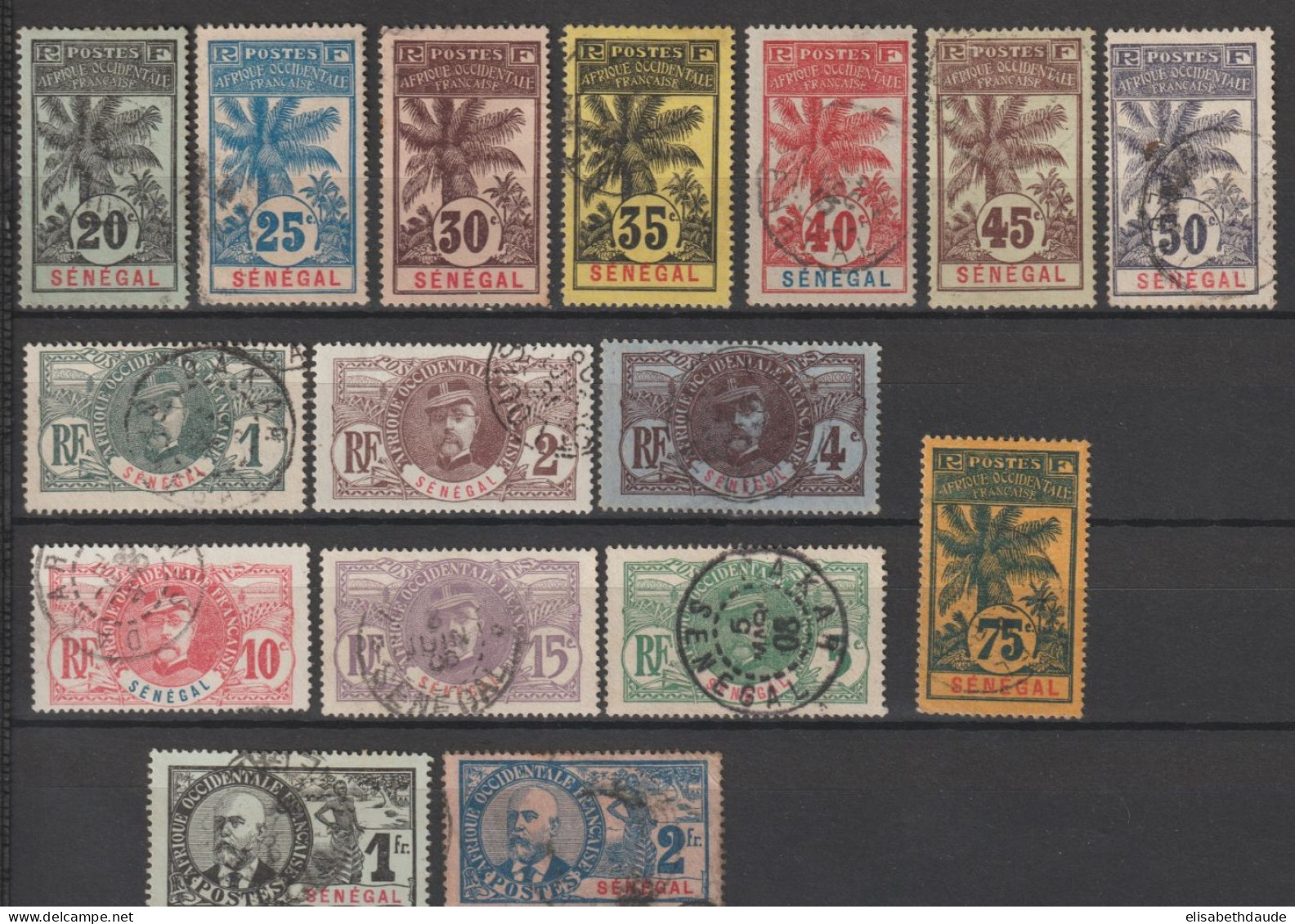 SENEGAL - 1906 - FAIDHERBE/PALMIER/BALLAY - YVERT N°30/45 SAUF 31A OBLITERES - COTE = 177 EUR. - Used Stamps