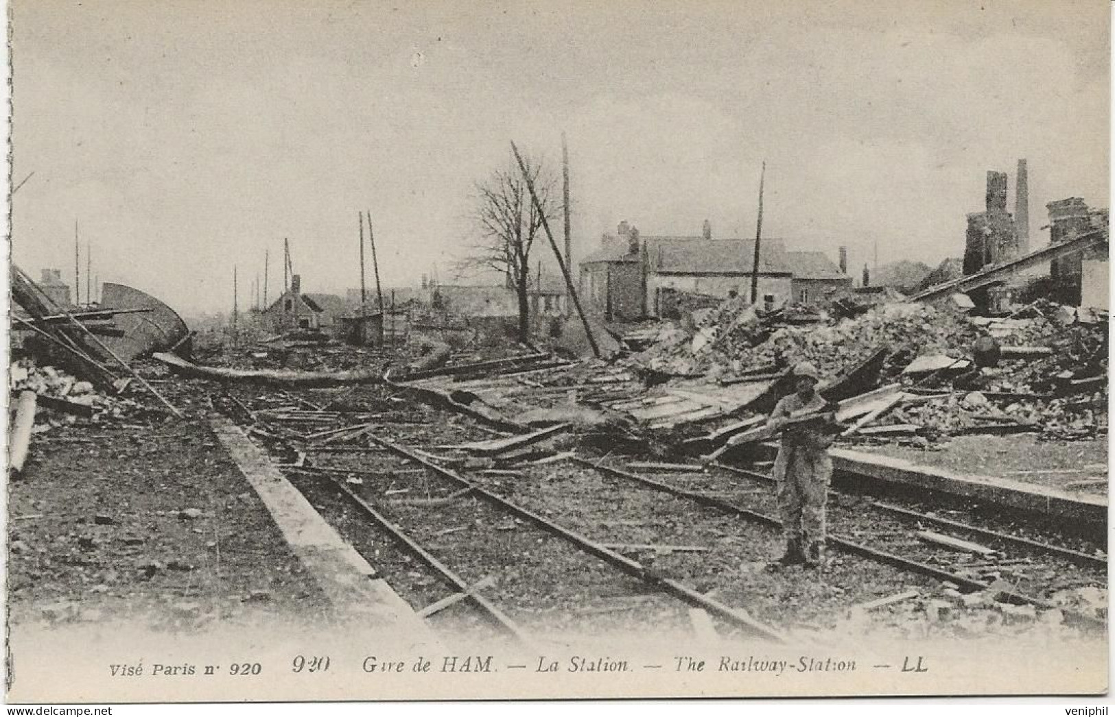 CARTE -SOMME - GARE DE HAM -LA STATION  -1914-18 - Ham