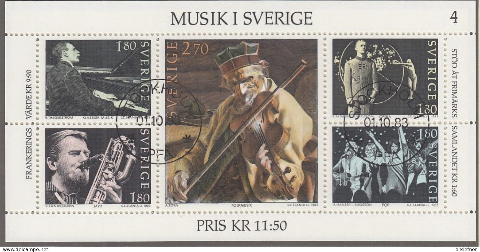 SCHWEDEN  Block 11, Gestempelt, Musik In Schweden, 1983 - Blocks & Sheetlets