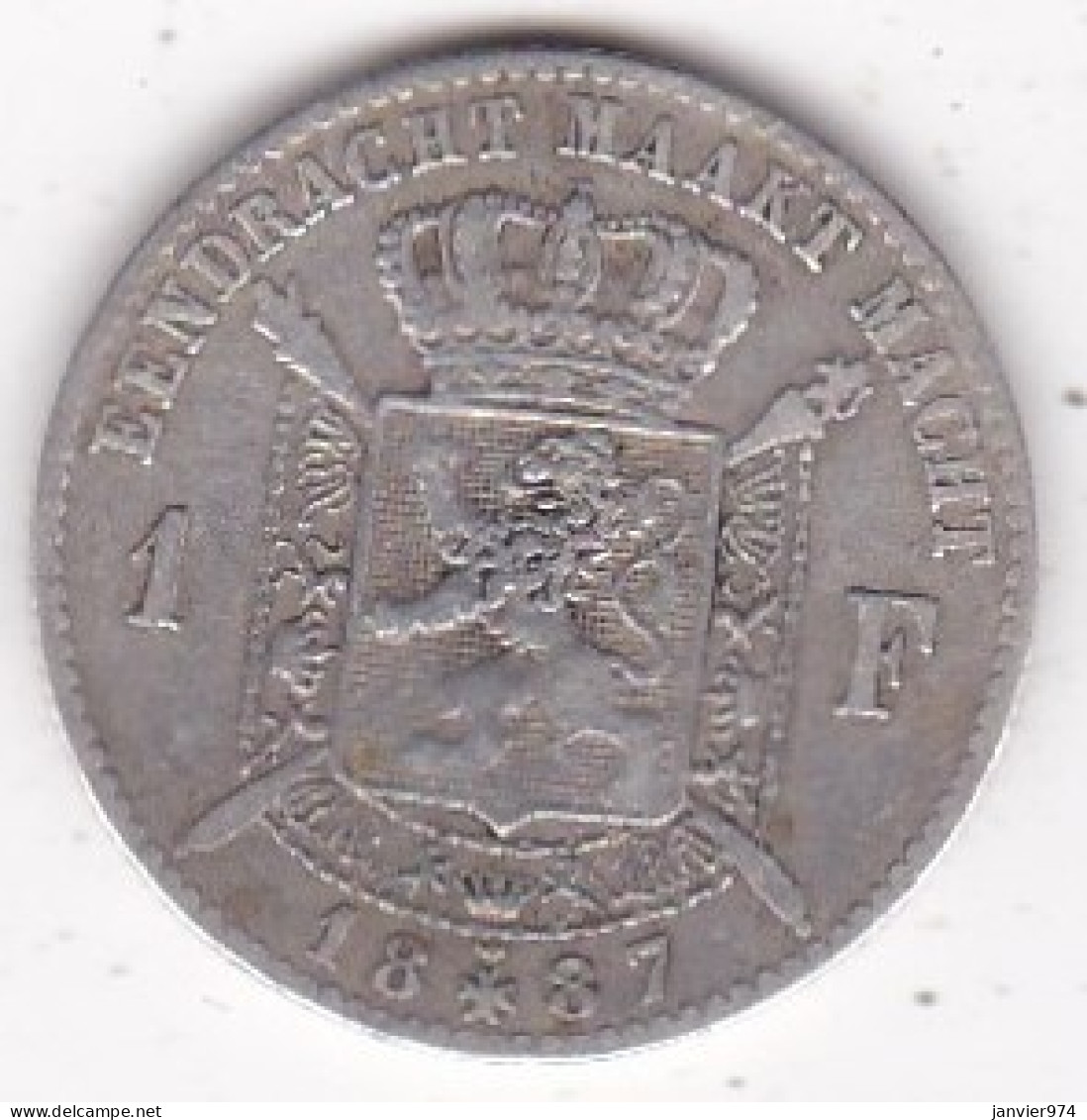 1 FRANC 1887. Légende Flamand.. Sans Le Point Après Le L De La Signature, Leopold II. En Argent - 1 Franc