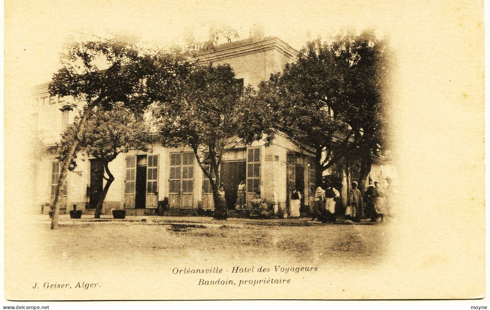 8529 - Algérie-  ORLEANSVILLE - Chelf  -  HOTEL DES VOYAGEURS  (disparu ?) , Baudoin , Propriétaire  D'avant 1904 - Chlef (Orléansville)