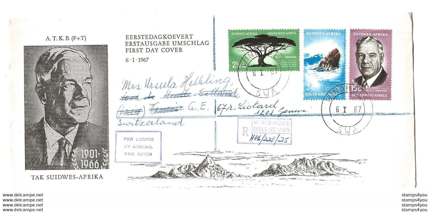 G 47 - Enveloppe Recommandée Envoyée De Windhoek En Suisse 1967 - Otros & Sin Clasificación