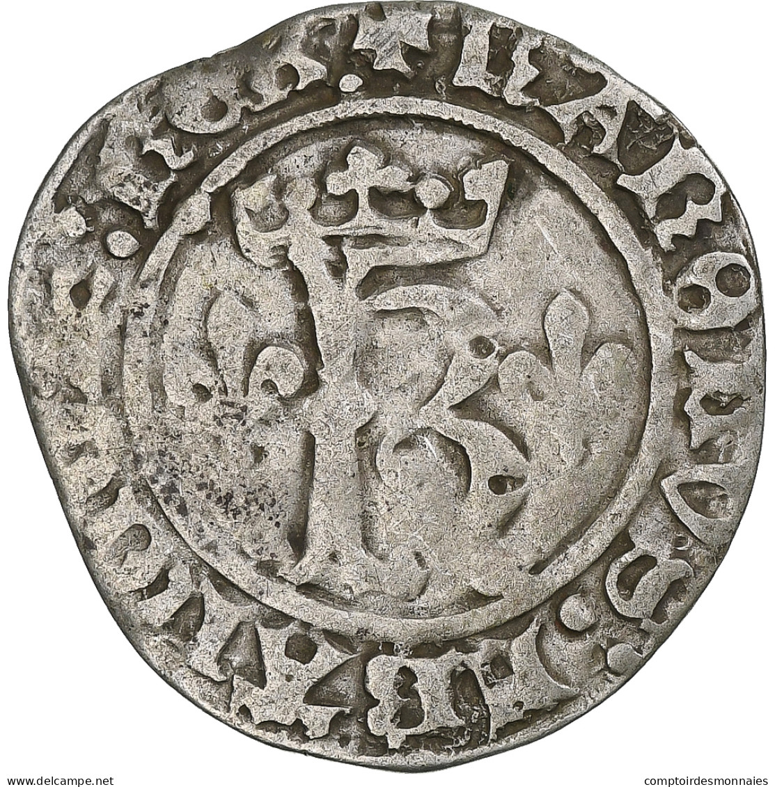 France, Charles VIII, Dizain Karolus, Rouen, TTB, Billon, Gadoury:82 - 1483-1498 Carlo VIII