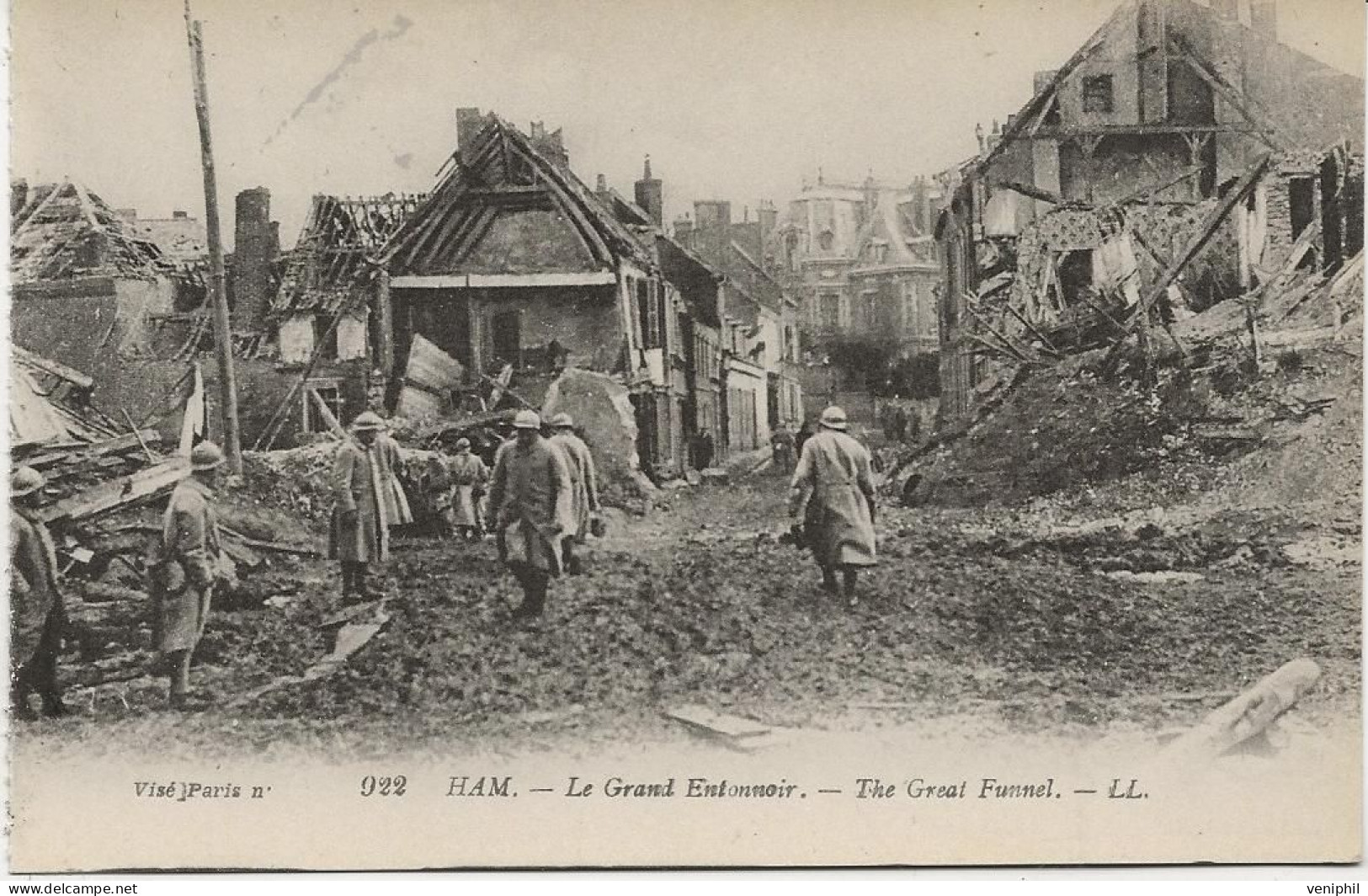 CARTE -SOMME -  HAM - LE GRAND ENTONNOIR  1914-18 - Ham