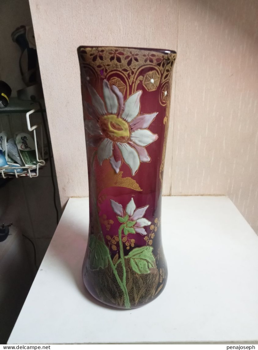 Vase Legras émaillé Vers 1900 Hauteur 28 Cm - Vasi