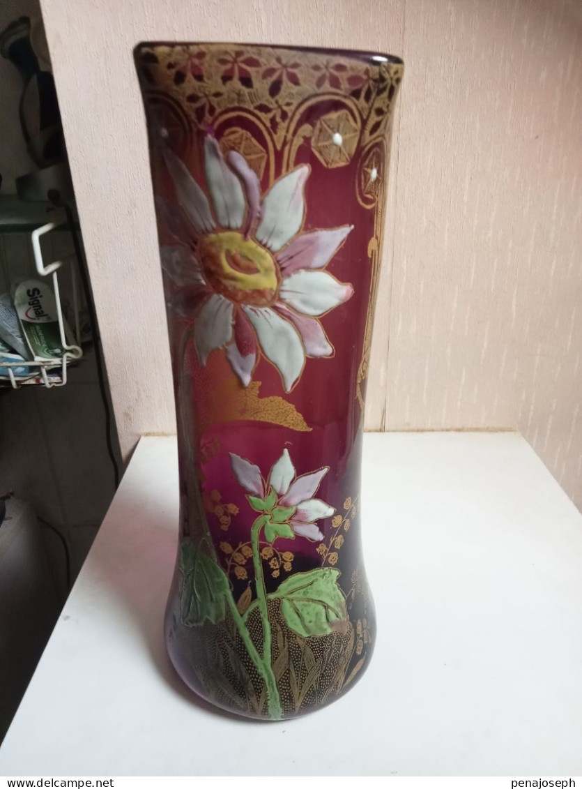 Vase Legras émaillé Vers 1900 Hauteur 28 Cm - Vasen