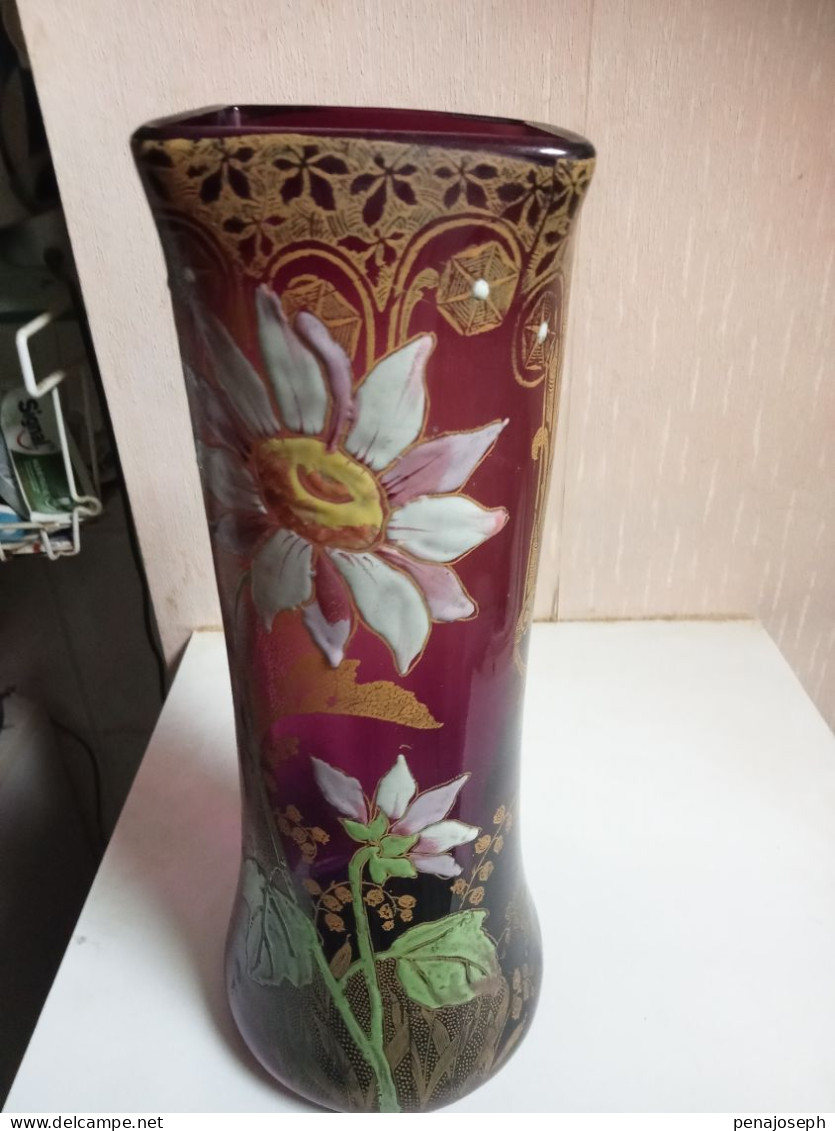 vase legras émaillé vers 1900 hauteur 28 cm