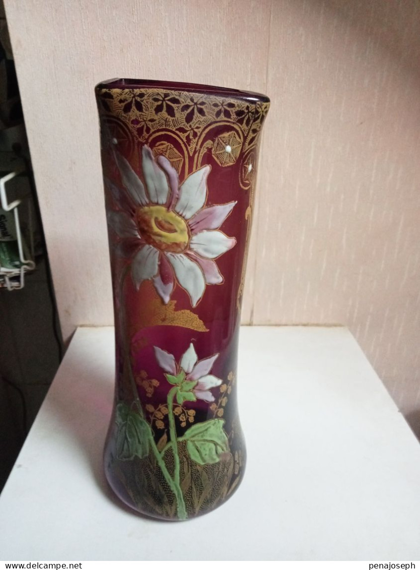 vase legras émaillé vers 1900 hauteur 28 cm