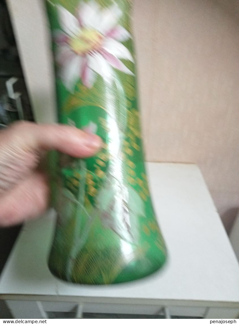 vase legras émaillé vers 1900 hauteur 28 cm vert