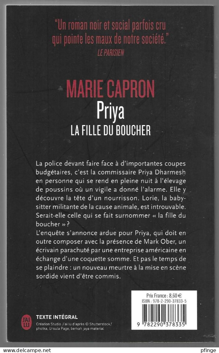 Prya La Fille Du Boucher	Par Marie Capron -	J'ai Lu N°13895 - J'ai Lu