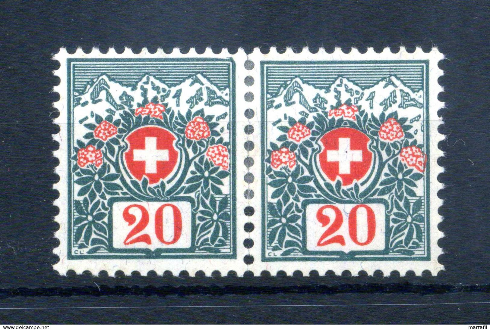 1910 SVIZZERA Segnatasse Tasse (Tax) Un N.47 Coppia * 20c. - Taxe