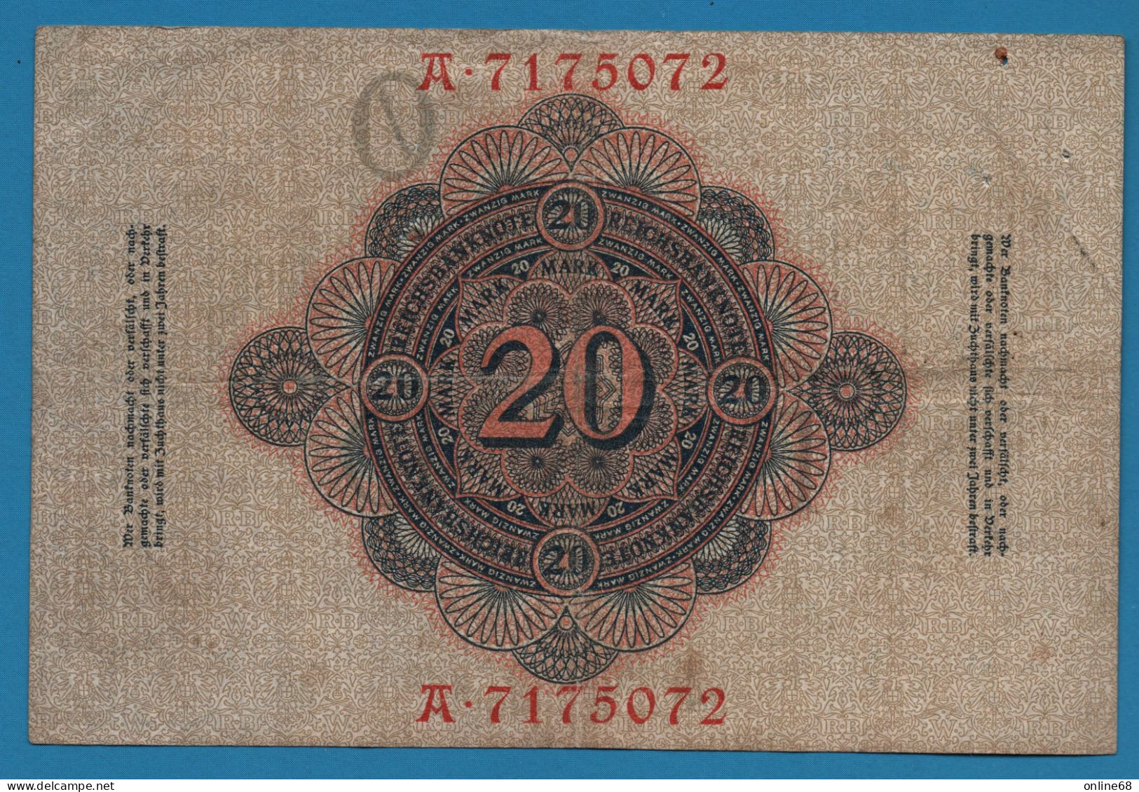 DEUTSCHES REICH 20 MARK 07.02.1908 # A.7175072 P# 31 - 20 Mark