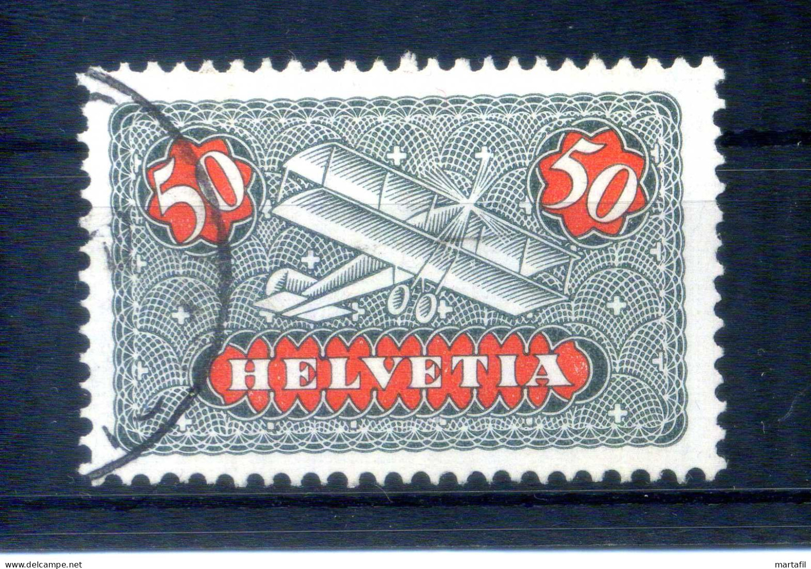 1923-27 SVIZZERA Posta Aerea Un. N.A9a (carta Goffrata) USATO - Oblitérés