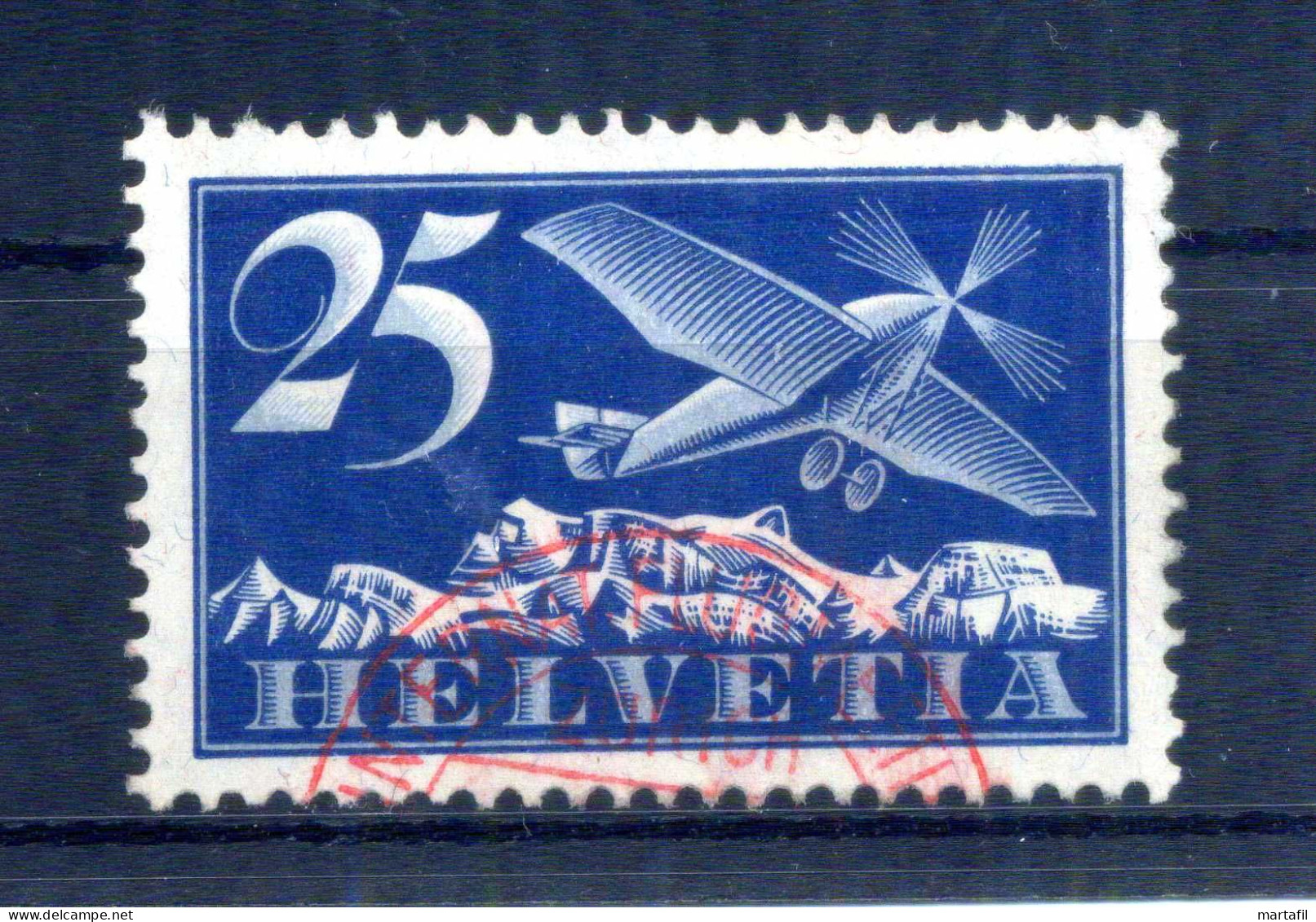 1923-27 SVIZZERA Posta Aerea Un. N.A5 USATO - Usados