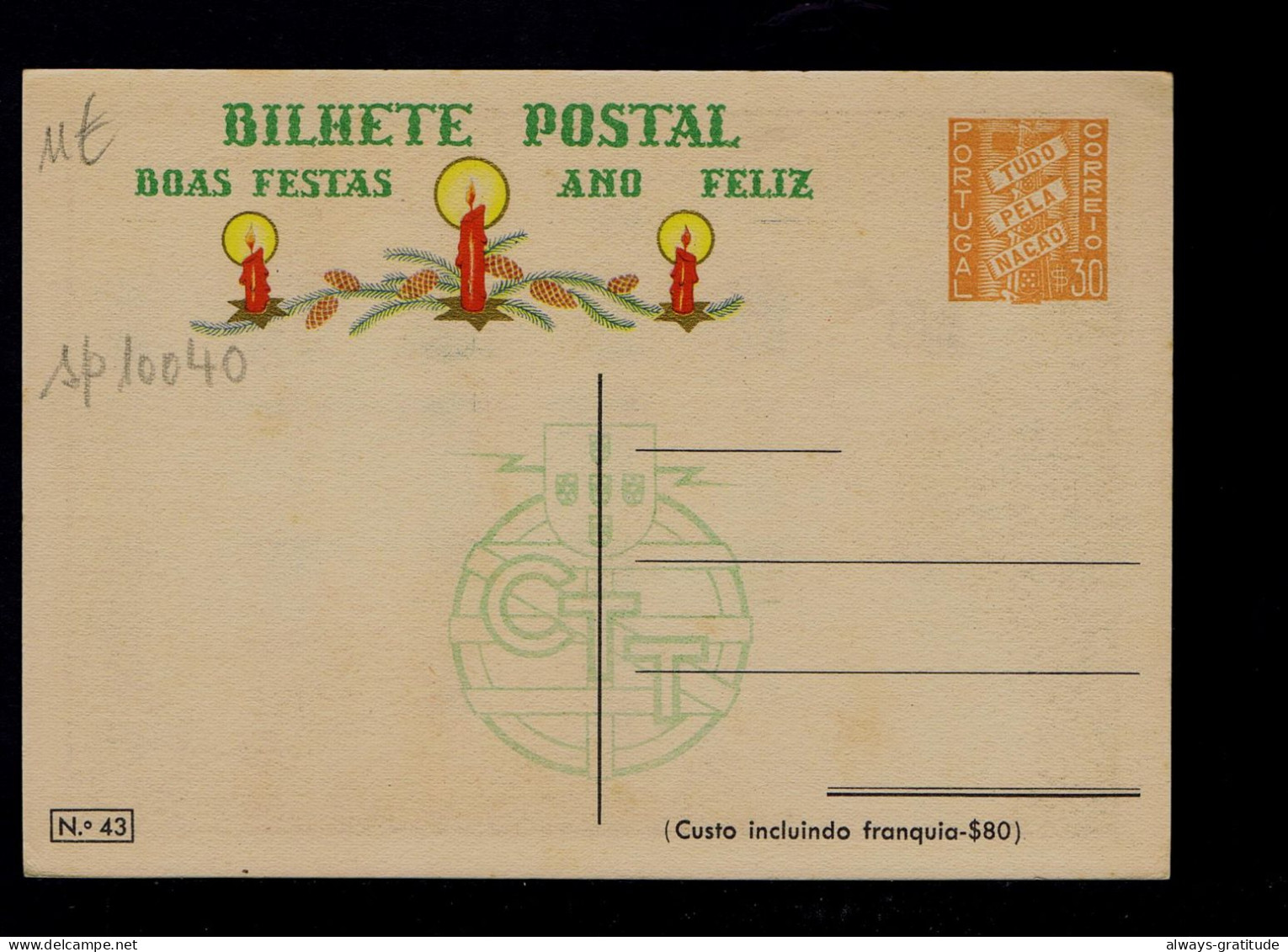 Sp10040 PORTUGAL  "writing A Letter To Jesus Child" Noel Christmas Fêtes Postal Stationery - Autres & Non Classés