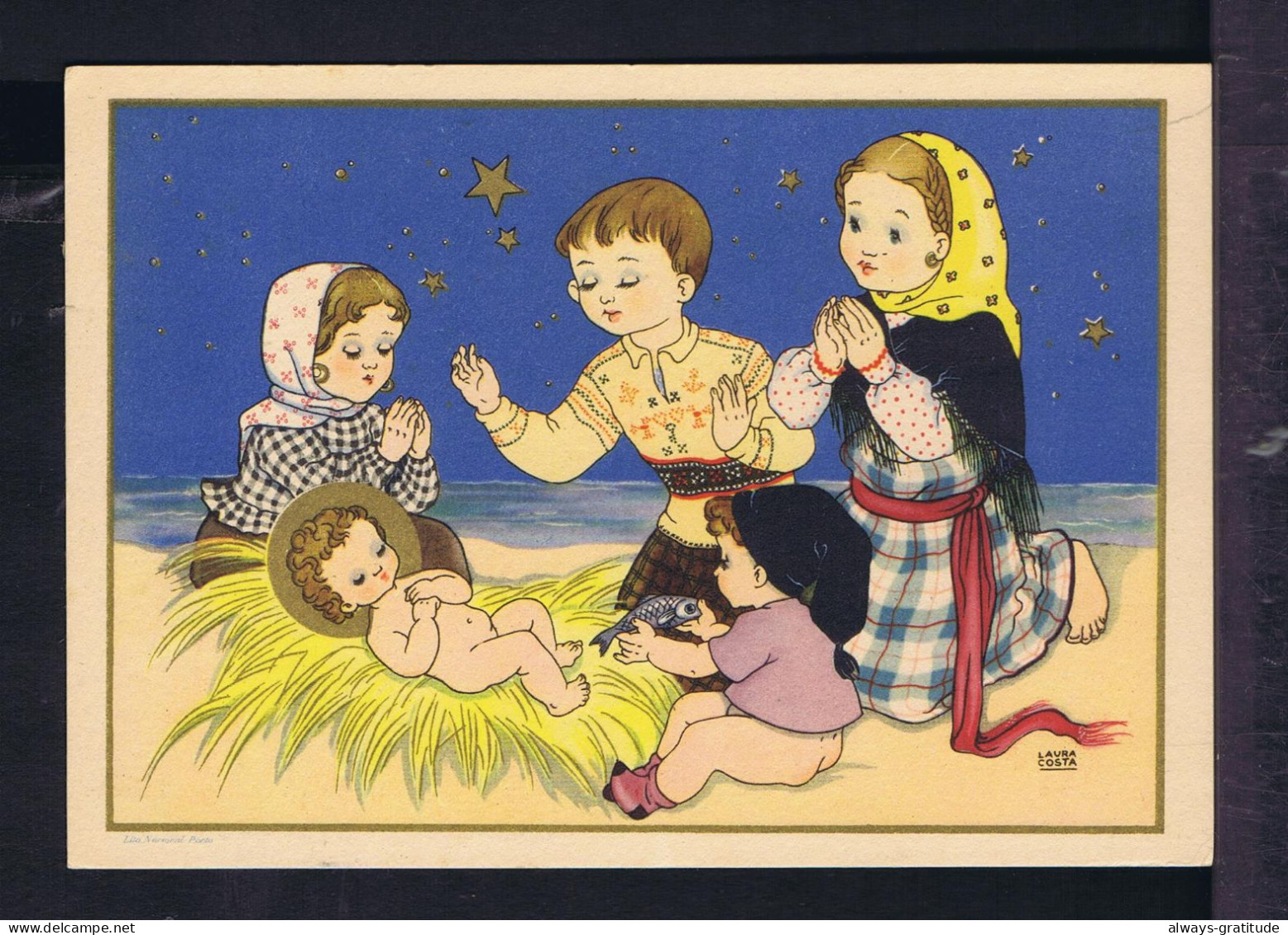 Sp10043 PORTUGAL  "children In Adoration Jesus Child" Christmas Noel Fêtes Fishes Poissons Postal Stationery - Autres & Non Classés