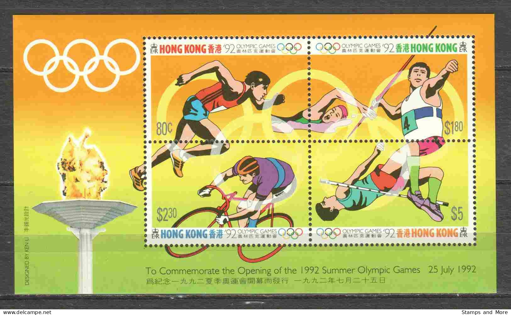 Hong Kong 1992 Mi Block 23 MNH SUMMER OLYMPICS - Unused Stamps