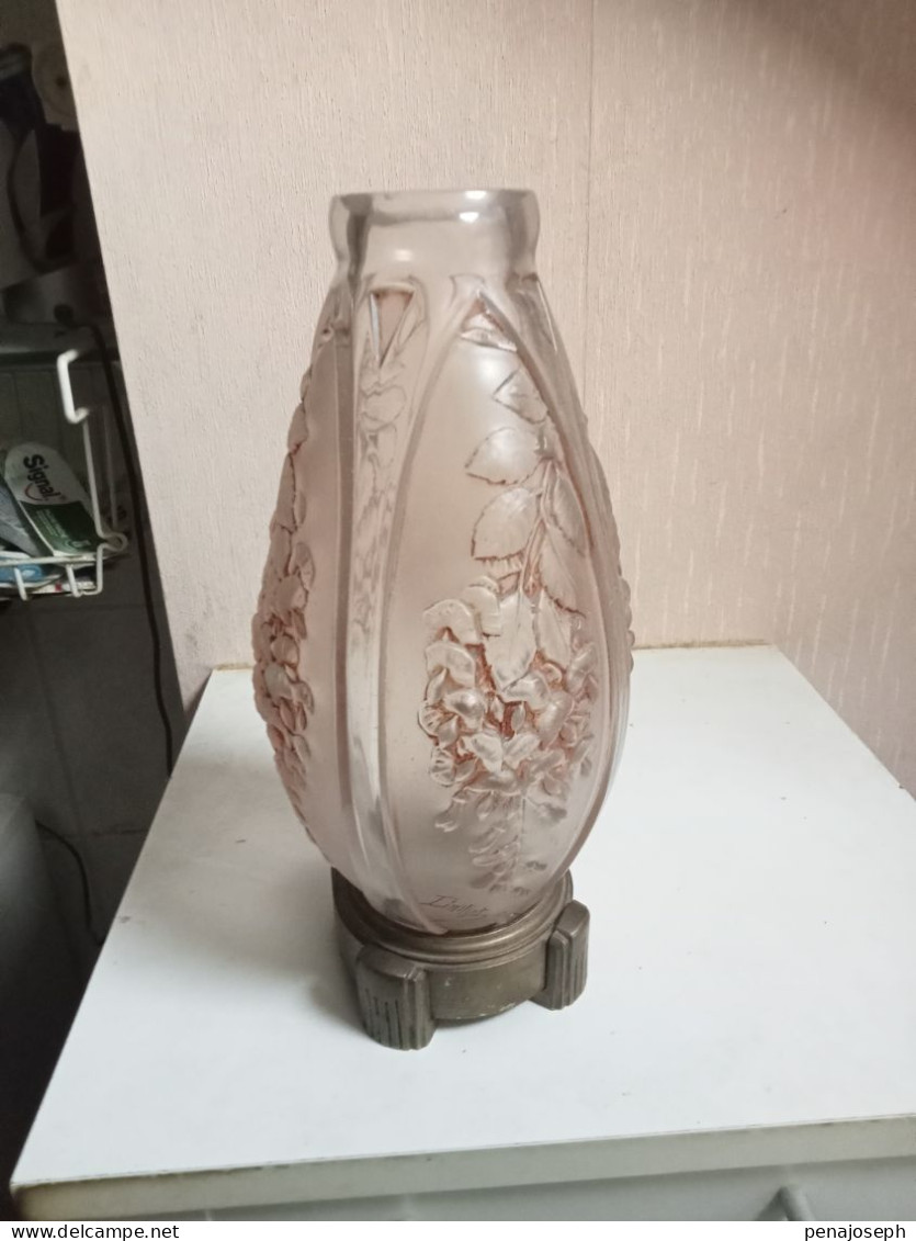 Vase Lampe 1900 Signé Daillet Hauteur 27 Cm - Jarrones