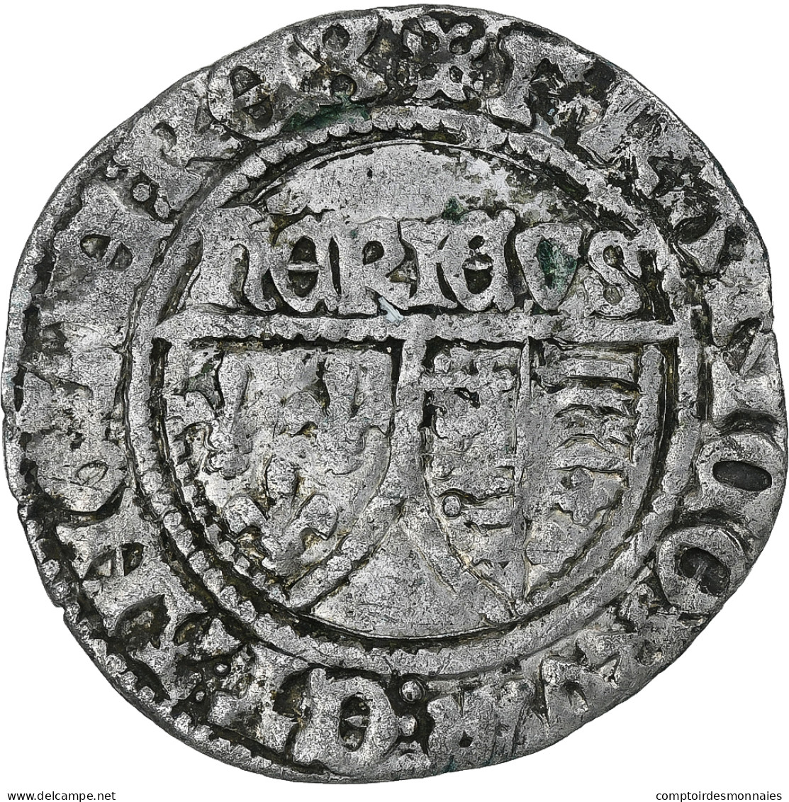 France, Henri VI, Blanc Aux Écus, 1422-1453, Auxerre, TTB, Billon, Duplessy:445 - 1422-1453 Hendrik VI Van Engeland