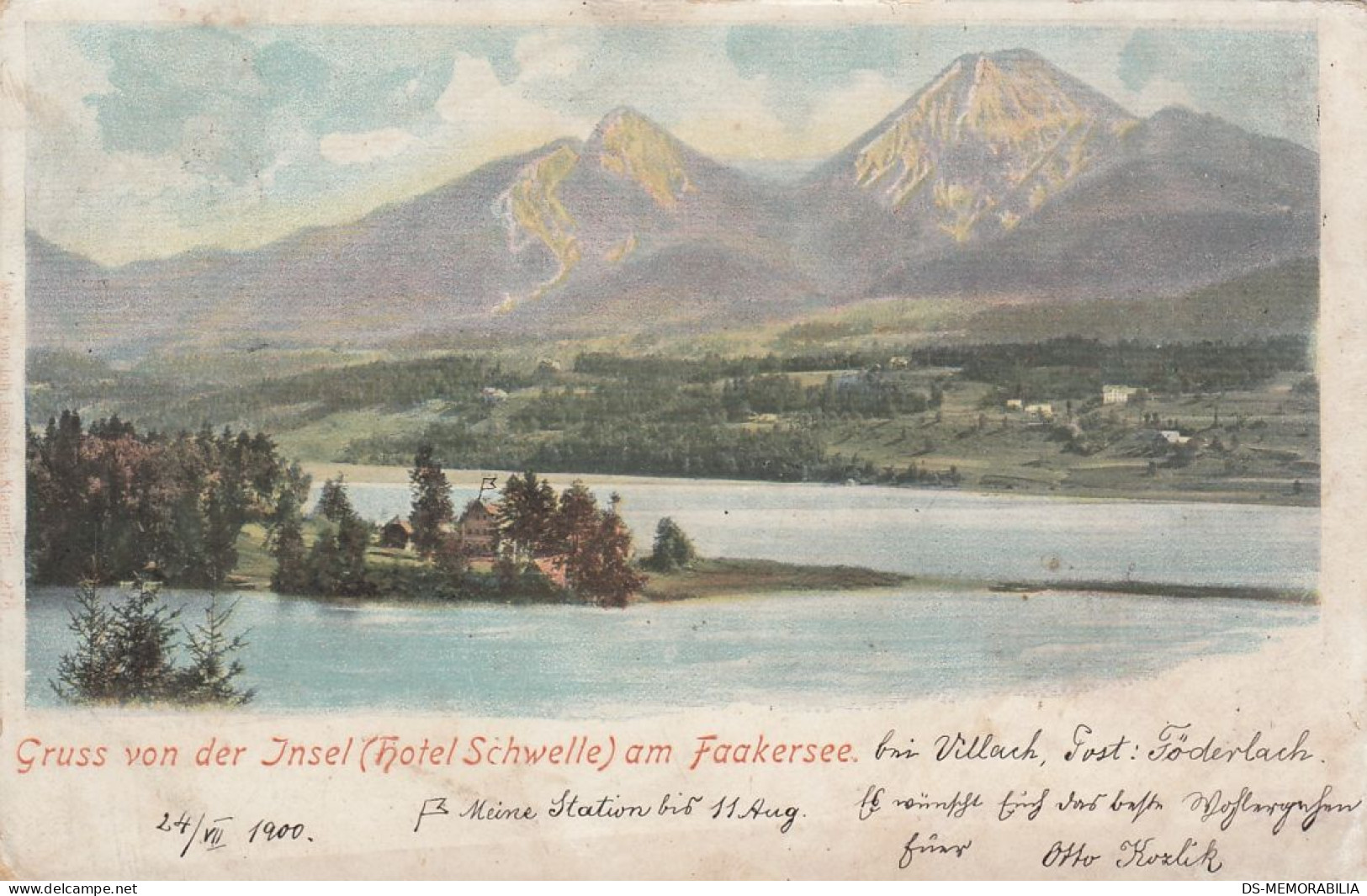 Hotel Schwelle , Gruss Von Der Insel Am Faakersee 1900 - Faakersee-Orte