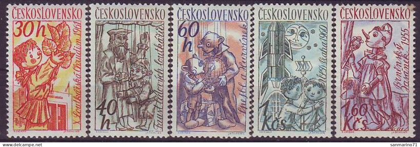 CZECHOSLOVAKIA 1275-1279,unused,last Stamp Minor Damage Up Right - Marionnetten