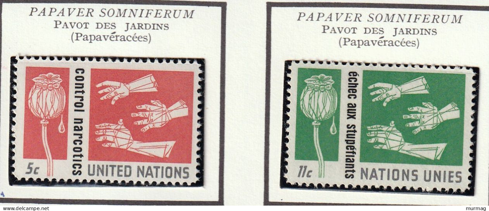 NATIONS UNIES - Pavot Des Jardins, Mains, Drogue - Y&T N° 127-128 - 1964 - MNH - Unused Stamps